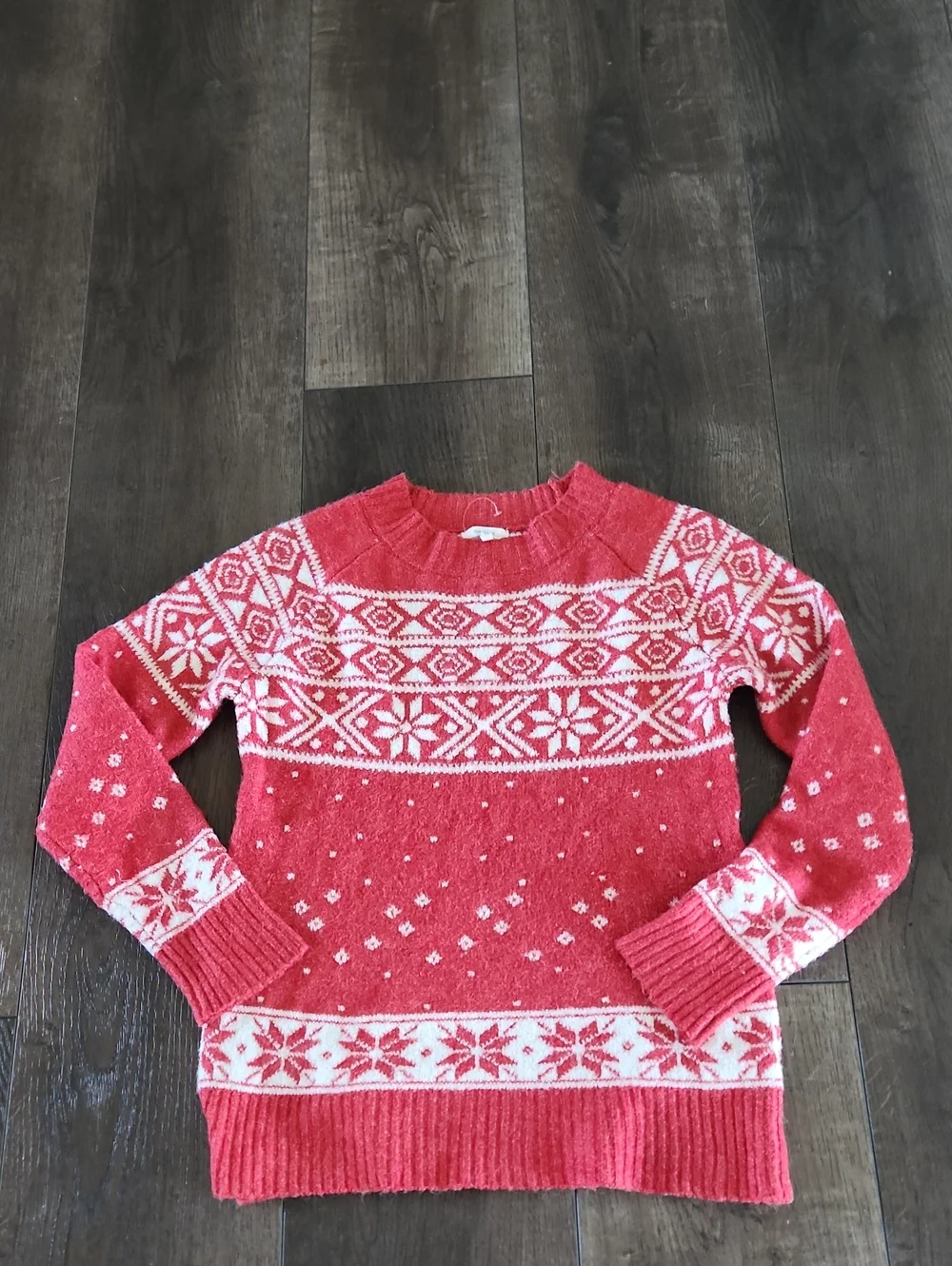 Maurices Womens S Red White Snowflake Fair Isle Knit Christmas Sweater Holiday